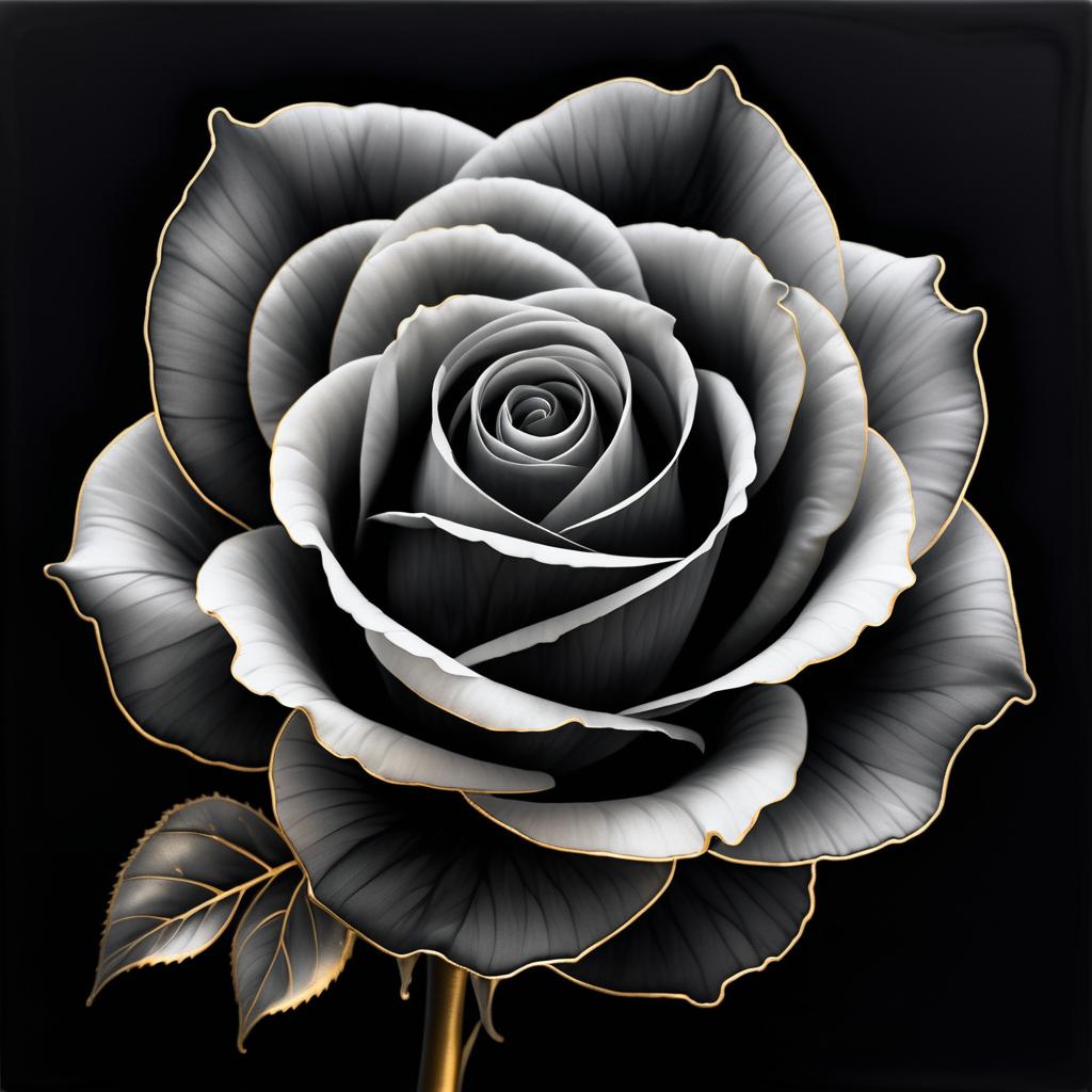 Ethereal Black and White Rose Art