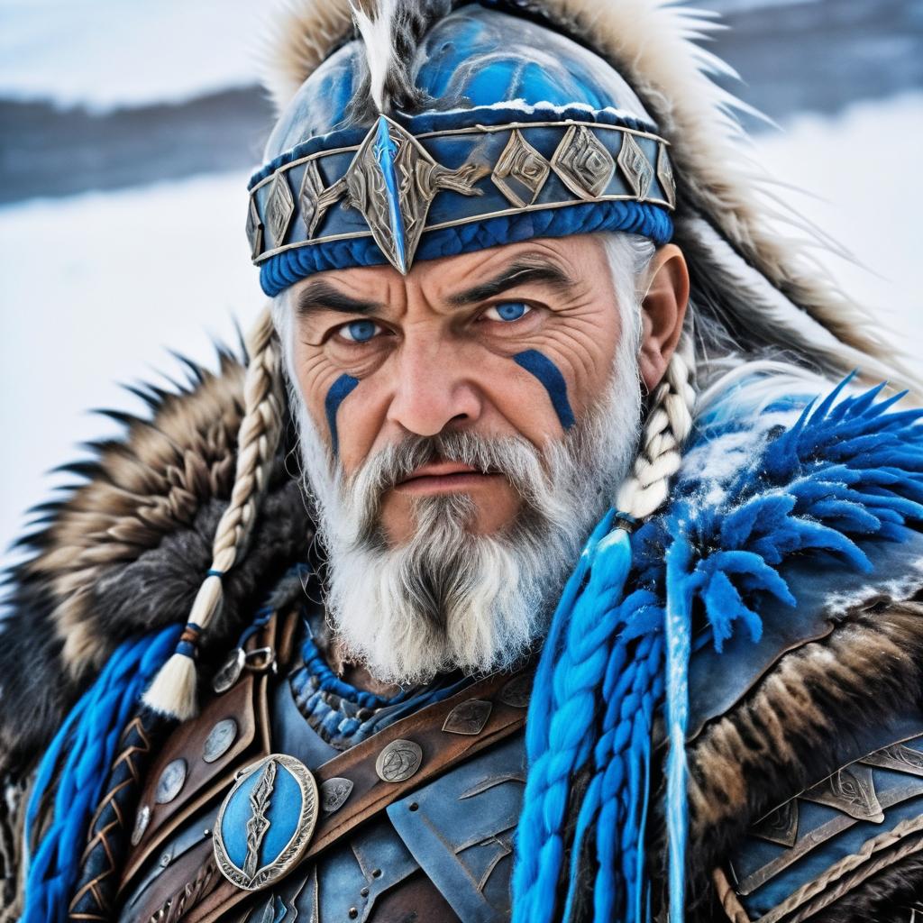 Elderly Viking Chieftain in Snowy Armor