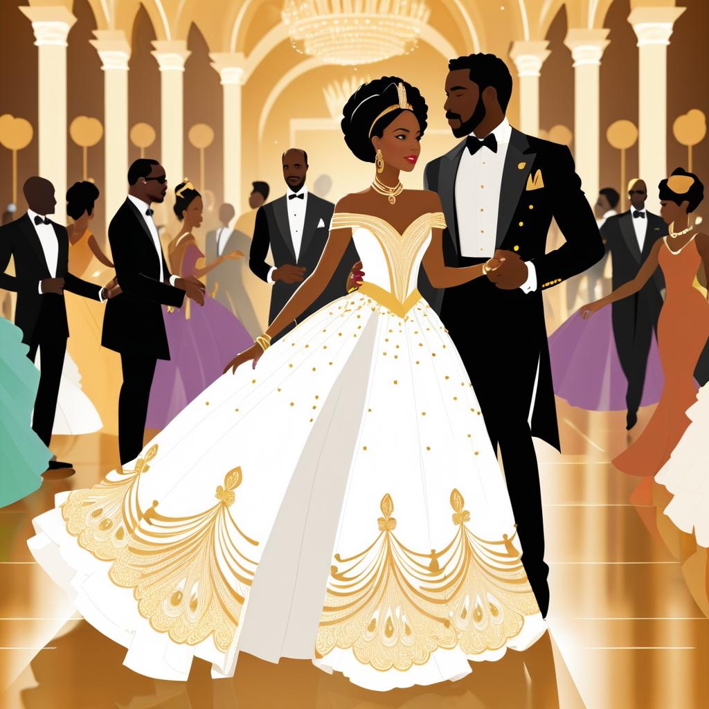 Elegant African American Couple at Ball