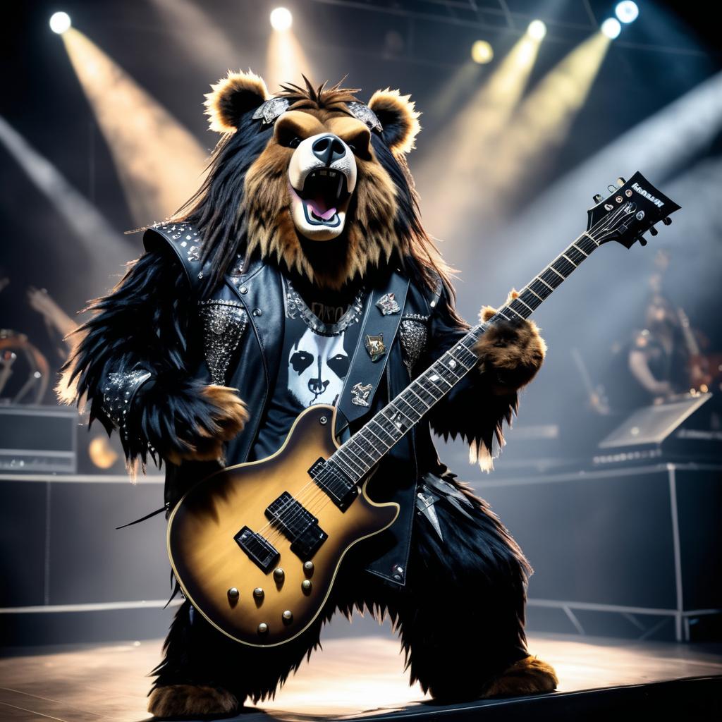 Rock Star Bear Thrills Heavy Metal Crowd