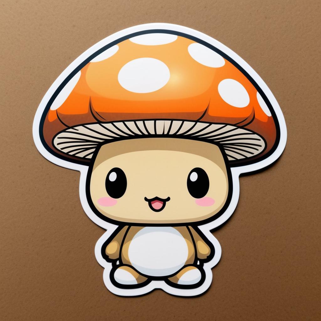 Kawaii Patina Mushroom Cartoon Sticker Design