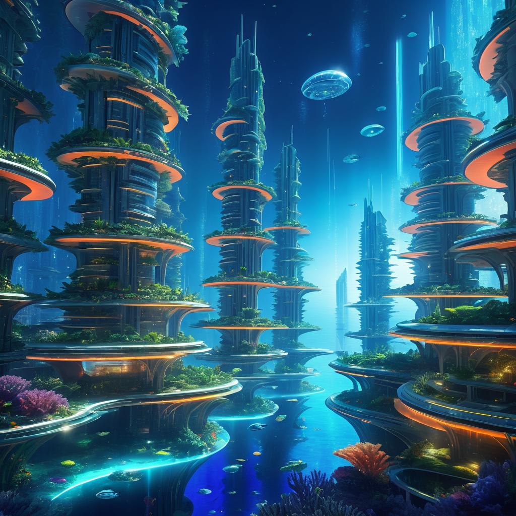 Futuristic Underwater Cityscapes and Coral Gardens