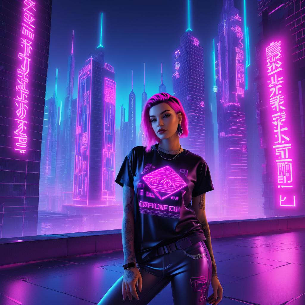 Urban Dystopia: Neon Dreams T-Shirt Design