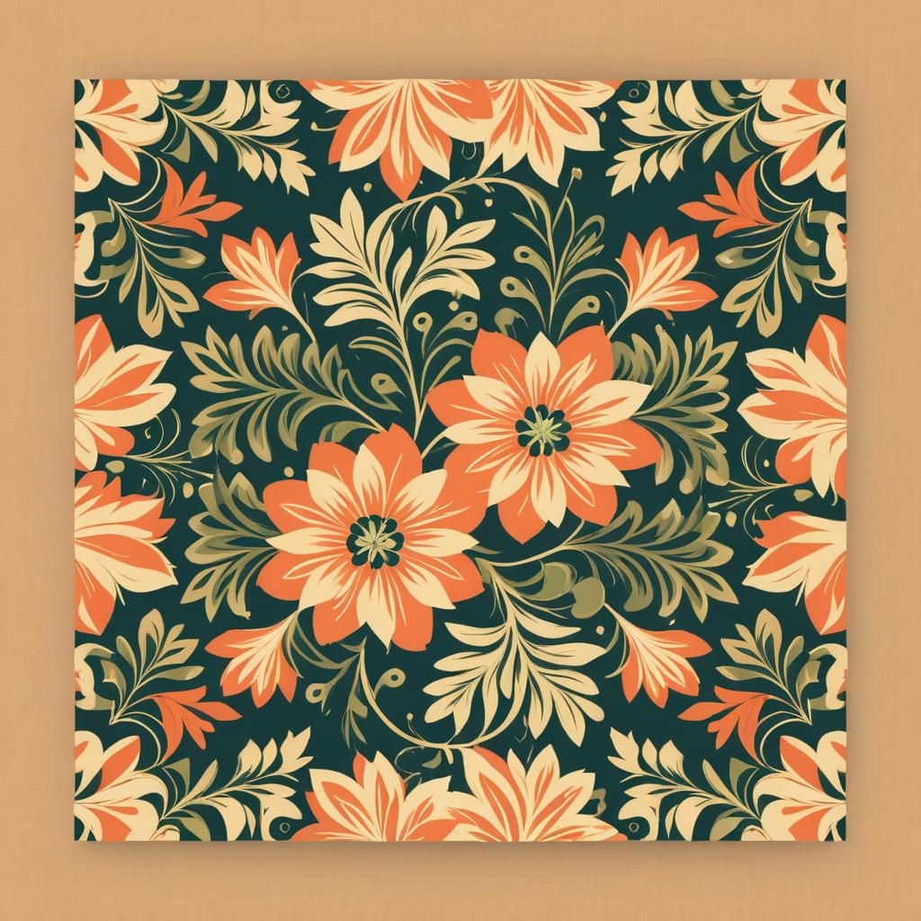 Vintage Floral Christmas Gift Wrap Design