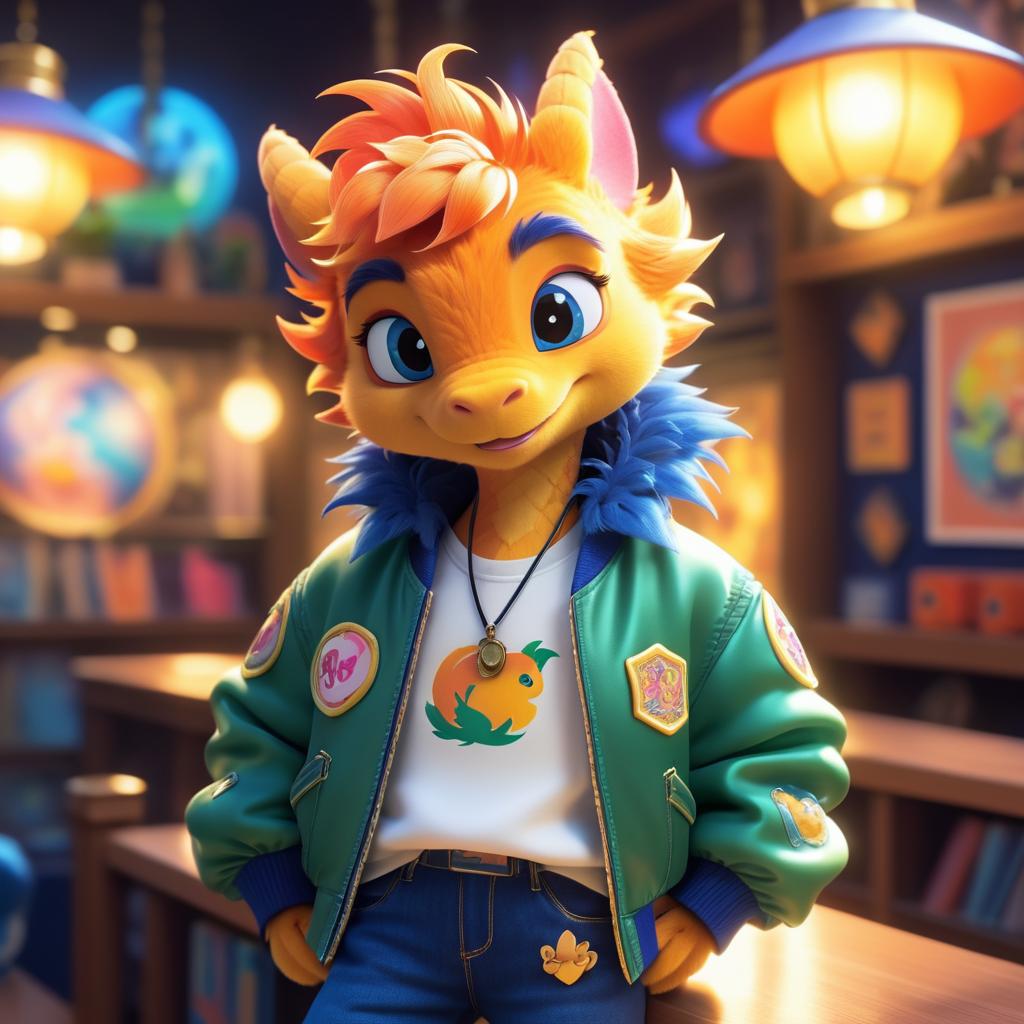 Charming Dragon High School Student Illustration