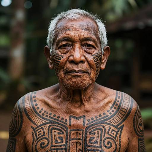 Elder with Traditional Polynesian Tattoos