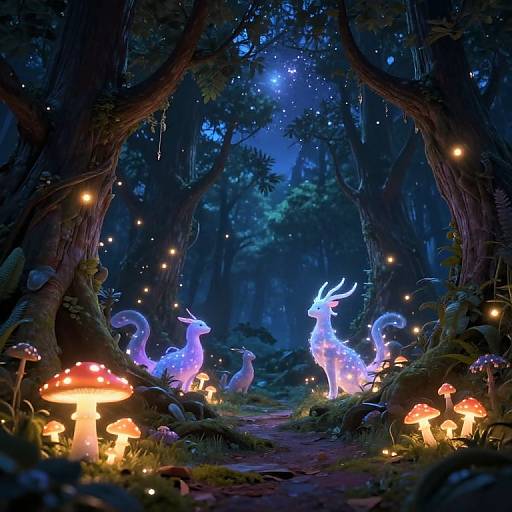 Enchanted Forest with Glowing Mushrooms
