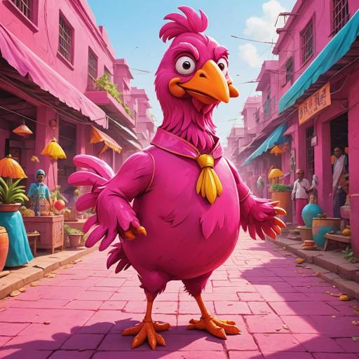 Confident Gandhi-Inspired Pink Chicken Confident Gandhi-Inspired Pink Chicken