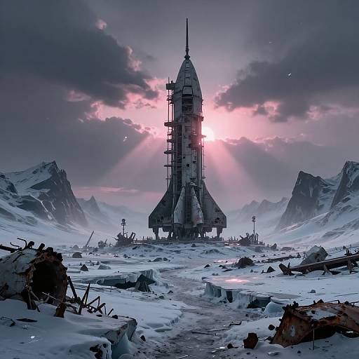 Dystopian Icy Wasteland at Twilight