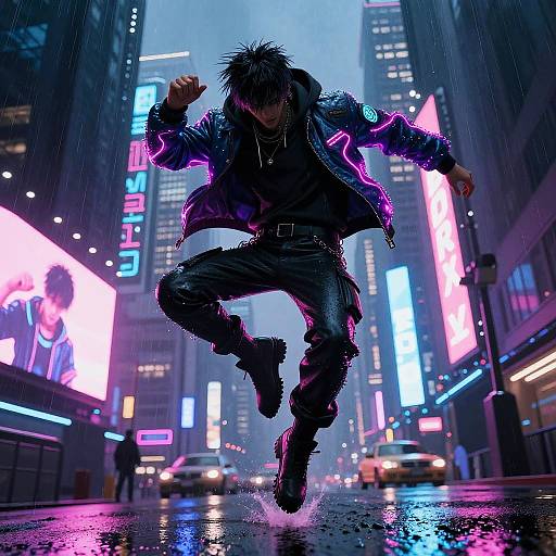 Cyberpunk Trickster in Neon City