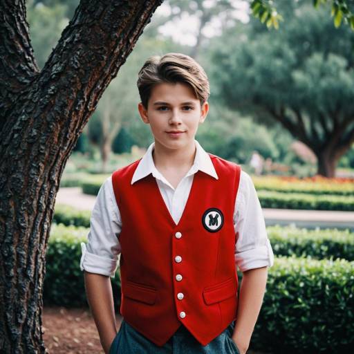 Teen Boy in Red Vest Outdoors