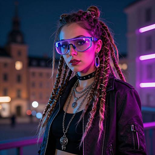 Cyberpunk Hippie Woman in Neon Stockholm