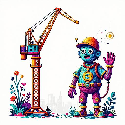 Vibrant Multicolor Funk Art Crane Shot