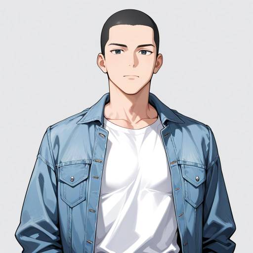 Toned Boy with Jet-Black Buzz Cut Toned Boy with Jet-Black Buzz Cut