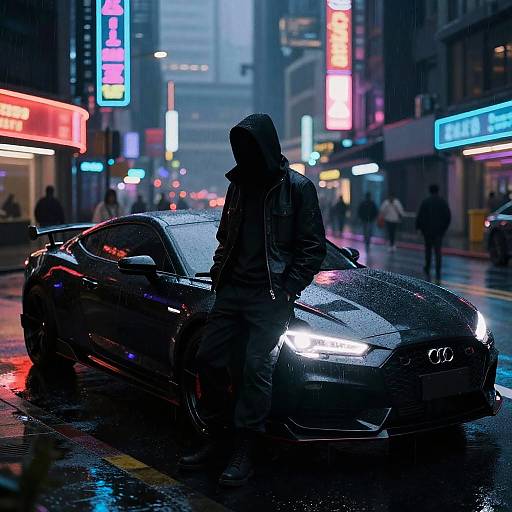 Cyberpunk Neon City Night Scene