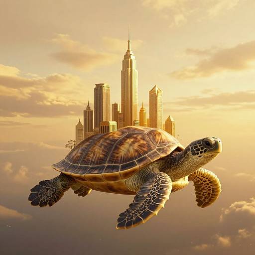 Bird-Shaped City on Floating Turtle