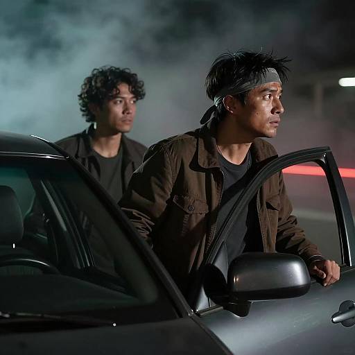 Dramatic Night Scene with Two Men