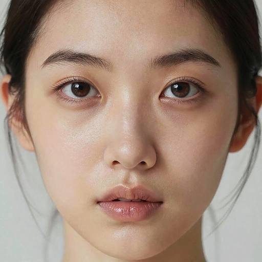 Close-up Portrait of Young Asian Woman with Natural Skin