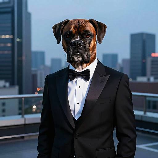 Cinematic Neon Noir Brindle Boxer