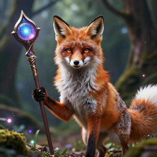 Mystical Female Fox Furry in Enchanted Forest