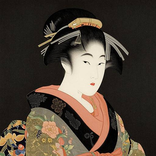 Photorealistic Ukiyo-e Woman Portrait