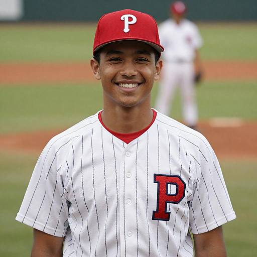 Young Smiling Athlete in Baseball Uniform