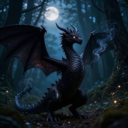 Black Dragon Girl at Twilight Forest