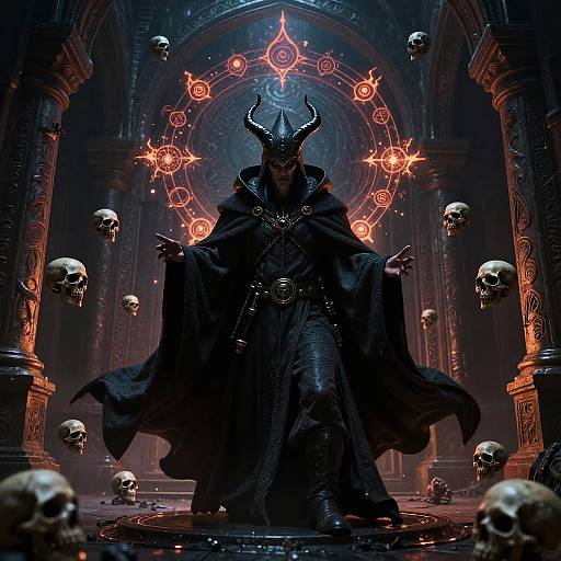 Sinister Warlock Emerging from Portal