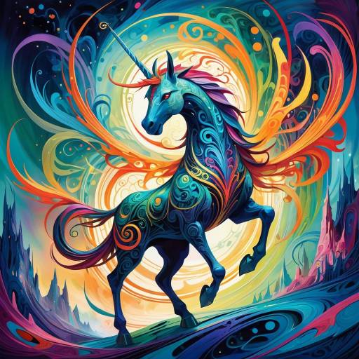 Mythical Creature in Abstract Environment Mythical Creature in Abstract Environment