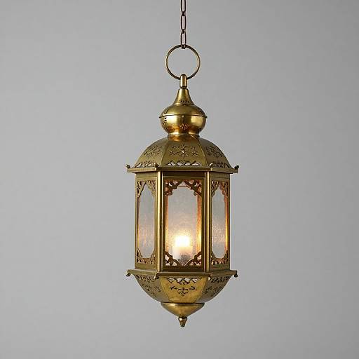 Antique Oriental Brass Temple Lantern