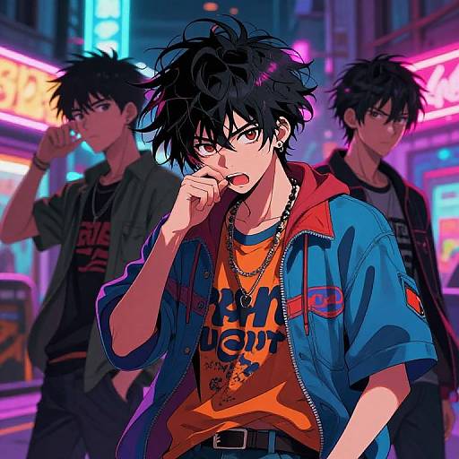 Vibrant Messy Hair Urban Anime