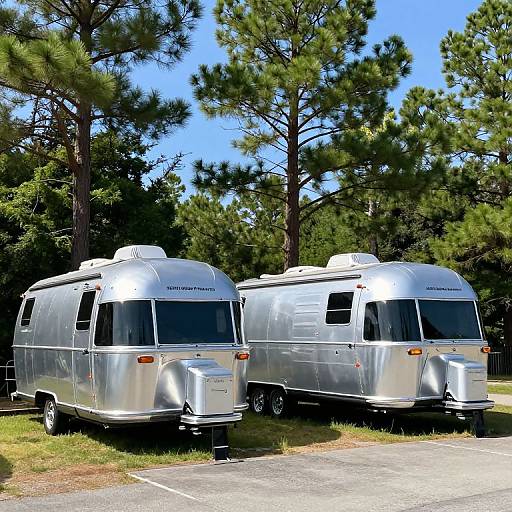Silver Airstream Trailers in Nature