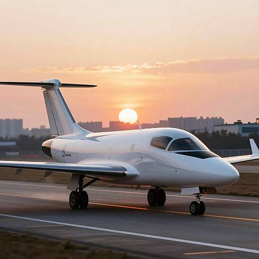 Futuristic White Jet at Sunset