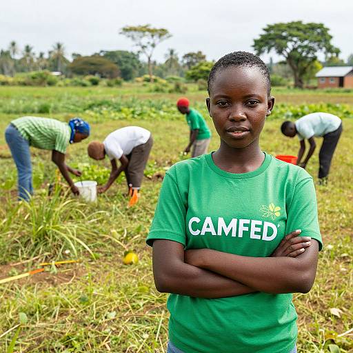 Photograph of a young African boy in a green 