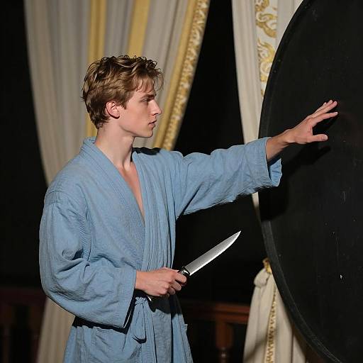 Focused Young Man in Dim Lighting