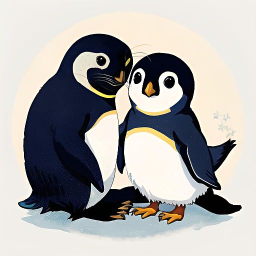 Cartoon Penguins Hugging