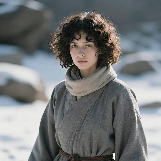 Young Woman in Snowy Landscape