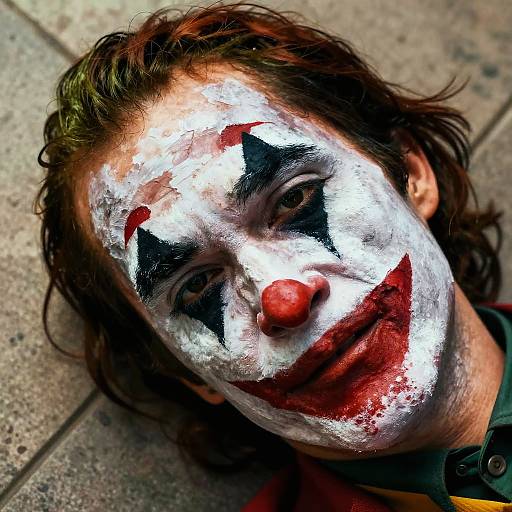 Close-Up Worn Clown Face Portrait