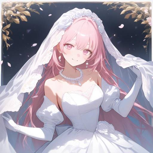 Elegant Anime Bride in Pastel Dreams