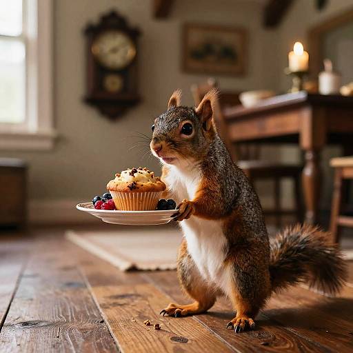 Rustic Squirrel Dining Room Scene