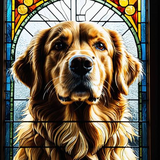 Hyperrealistic Golden Retriever in Stained Glass Hyperrealistic Golden Retriever in Stained Glass