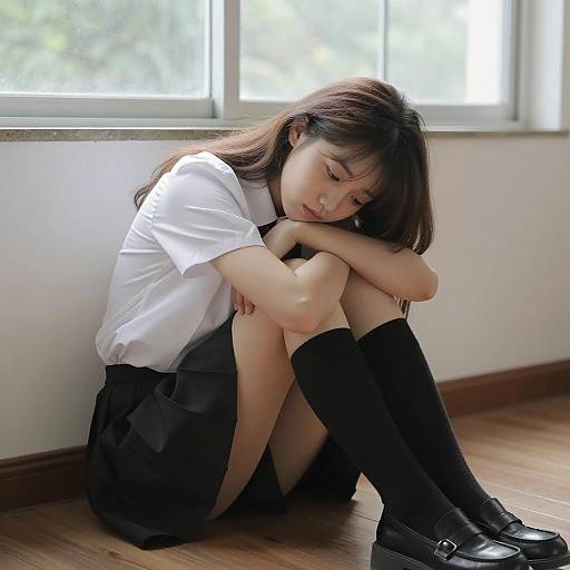 Melancholic Portrait of Young Asian Woman