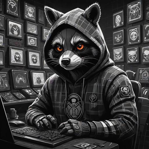 Edgy Raccoon Hacker in Dim Room Edgy Raccoon Hacker in Dim Room
