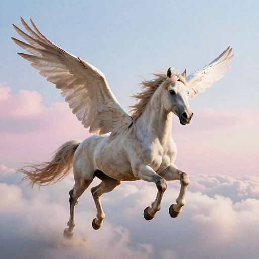 Realistic Flying Pegasus in Pastel Sky