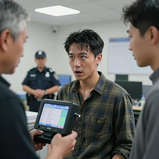 Office Scene with Monitors and Men