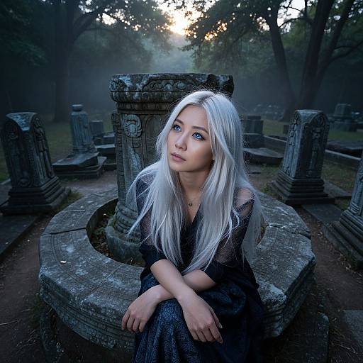 Ethereal Portrait of Blue-Eyed Woman
