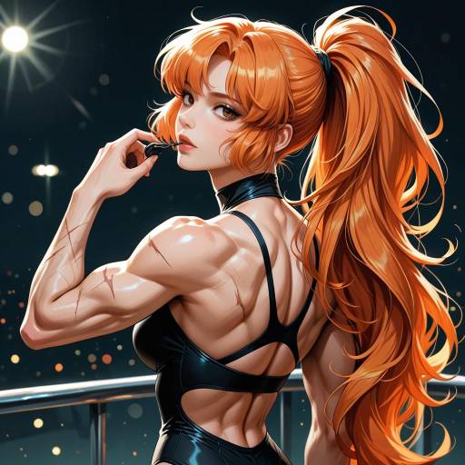 Muscular Girl with Green Eyes and Scar