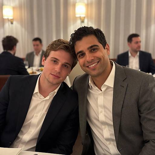 Intimate Dinner: Two Men in Suits