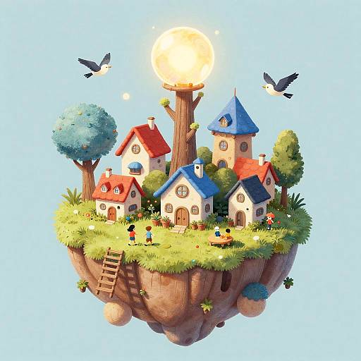 Whimsical Floating Fairy-Tale Village