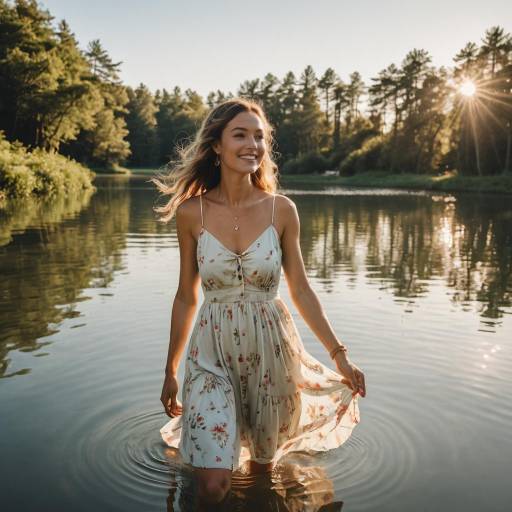 Tranquil Lakeside Retreat with Woman Tranquil Lakeside Retreat with Woman